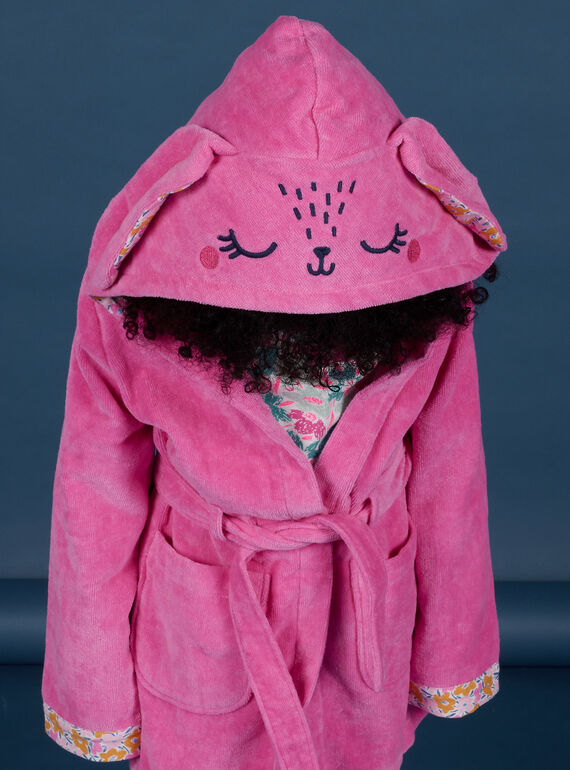 Robe de chambre rose à capuche animation lapin enfant fille NEFAROBRAB / 22SH11G1RDCD330