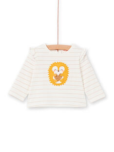 T-shirt écru à rayures motif hérisson bébé fille LIPOETEE2 / 21SG09Y1TML001