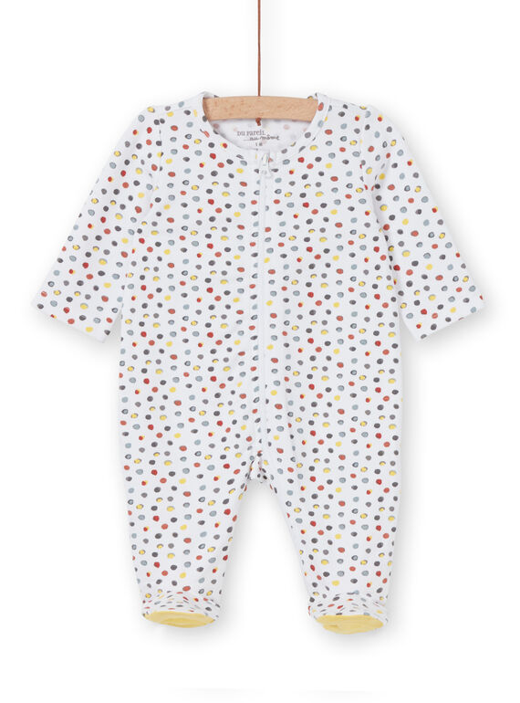 Grenouillère blanche manches longues à pois colorés LOU1GRE7 / 21SF05H5GRE000