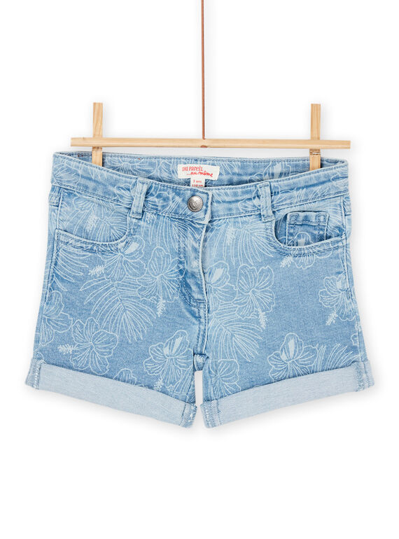 Short bleu clair à imprimé fleurs hawaïennes RAJOSHORT4 / 23S90191SHOP272