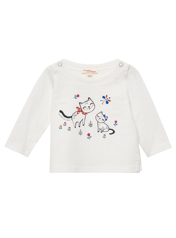 Tee shirt manches longues ecru layette fille JIGRATEE1 / 20SG09E1TML001