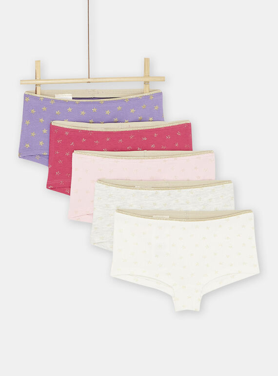 Lot de 5 shortys multicolores fille SEFAHOTSEM2 / 23WH1161SHY001