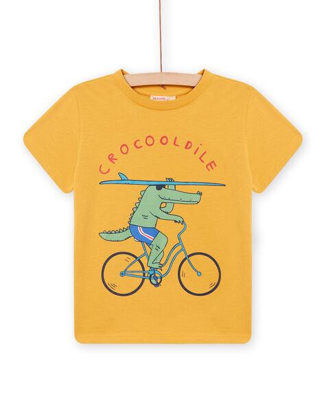 T-shirt jaune à motif crocodile à vélo enfant garçon NOJOTI5 / 22S902C4TMCB107