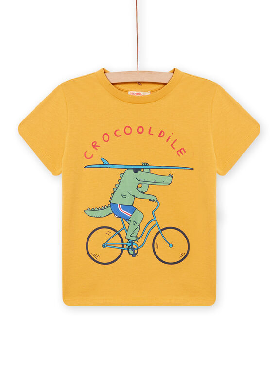 T-shirt jaune à motif crocodile à vélo enfant garçon NOJOTI5 / 22S902C4TMCB107