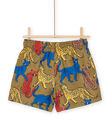 Short de bain vert militaire à imprimé léopards RYOMERBOXLEO / 23SI02R3MAIG631