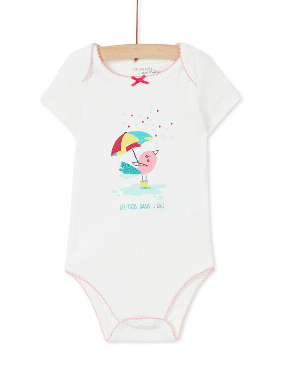 Body manches courtes layette fille motif oiseau KEFIBODMER / 20WH1393BDL001