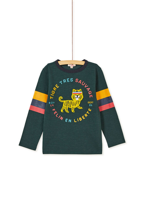 Tee shirt manches longues vert enfant garçcon KOBRITEE4 / 20W902F1TMLG614