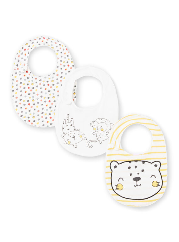 Lot de 3 bavoirs blanc et jaune mixte LOU1BAV4 / 21SF42H2BAV000