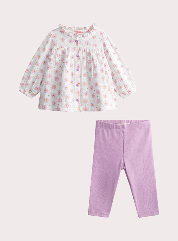 Ensemble écru imprimé pour bébé fille WIFIENS / 25SG0951ENSA001