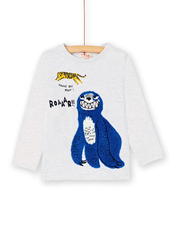 T-shirt gris chiné animation bouclettes enfant garçon KOSATEE2 / 20W902O4TMLJ920