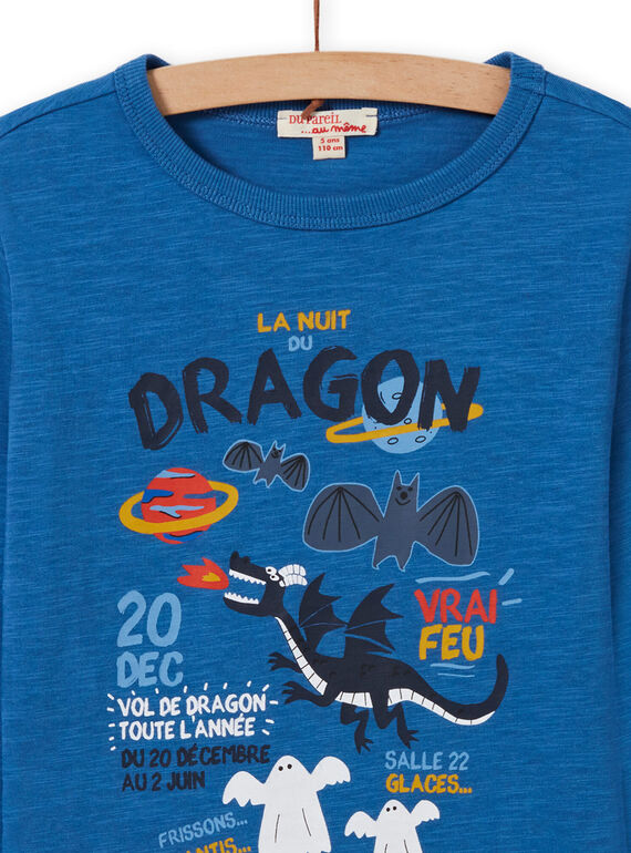 T-shirt bleu motif dragon enfant garçon MOPLATEE2 / 21W902O1TML221