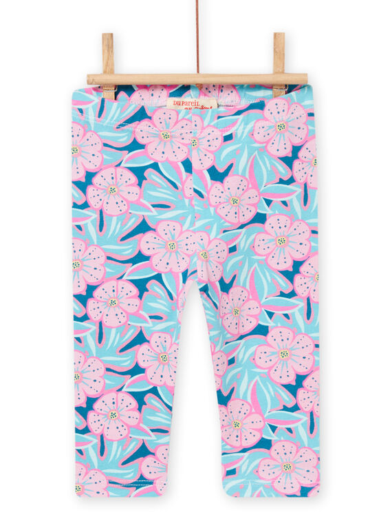 Legging bleu et rose à imprimé fleuri bébé fille NYIFICLEG / 22SI09U1CAL215