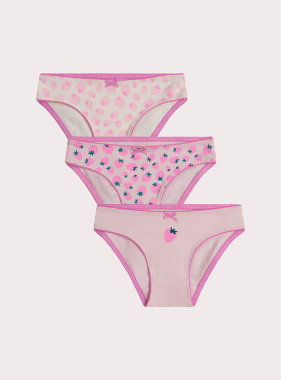 Lot de 3 culottes fraises pour enfant fille XEFALOT3 / 25WH1141D5LD327