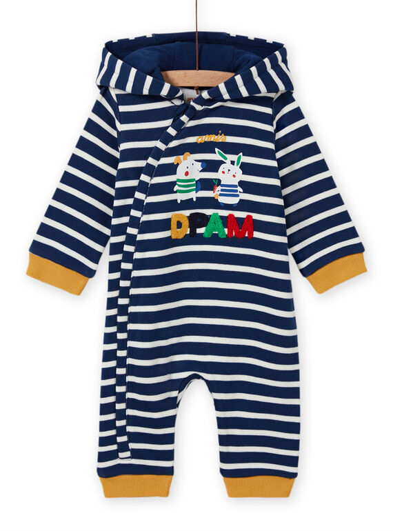 Combinaison bleu nuit à rayures motif animaux bébé garçon MUMIXCOM / 21WG10J1CBL713
