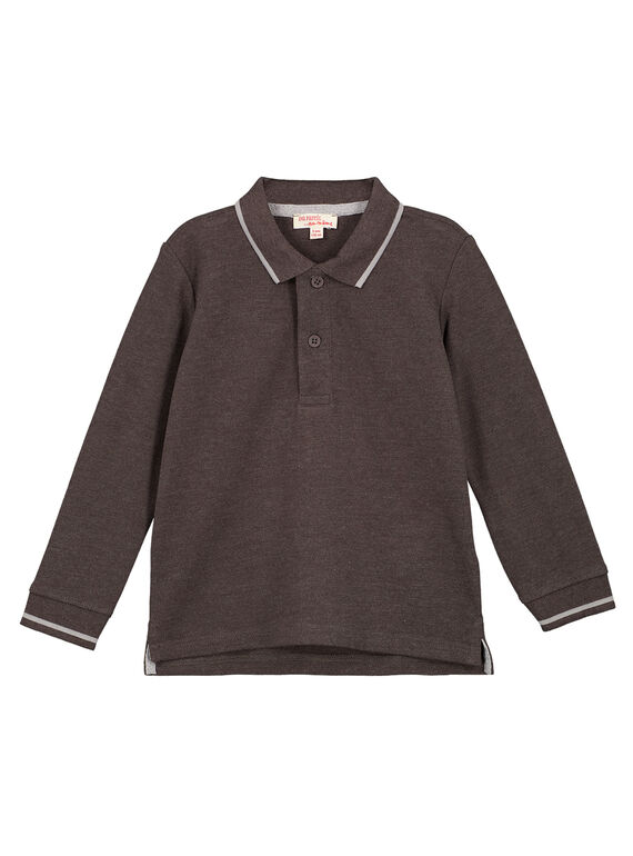 Polo Manches Longues en Piqué Gris Anthracite Chiné GOJOPOL2 / 19W90234D2D944