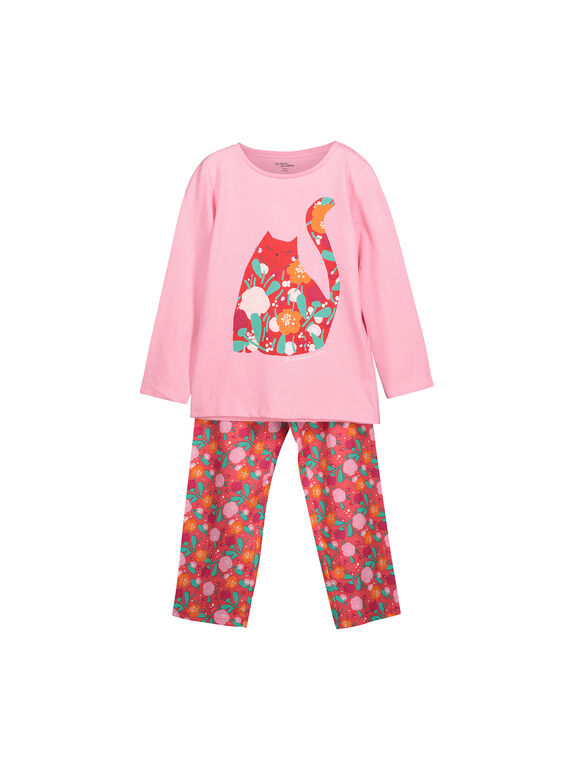 Pyjama en coton fille FEFAPYJFLO / 19SH1191PYJD301