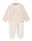 Pyjama en velours motif éléphant et fleurs bébé fille NEFIPYJAMI / 22SH13E1PYJD327