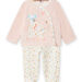 Pyjama en velours motif éléphant et fleurs bébé fille