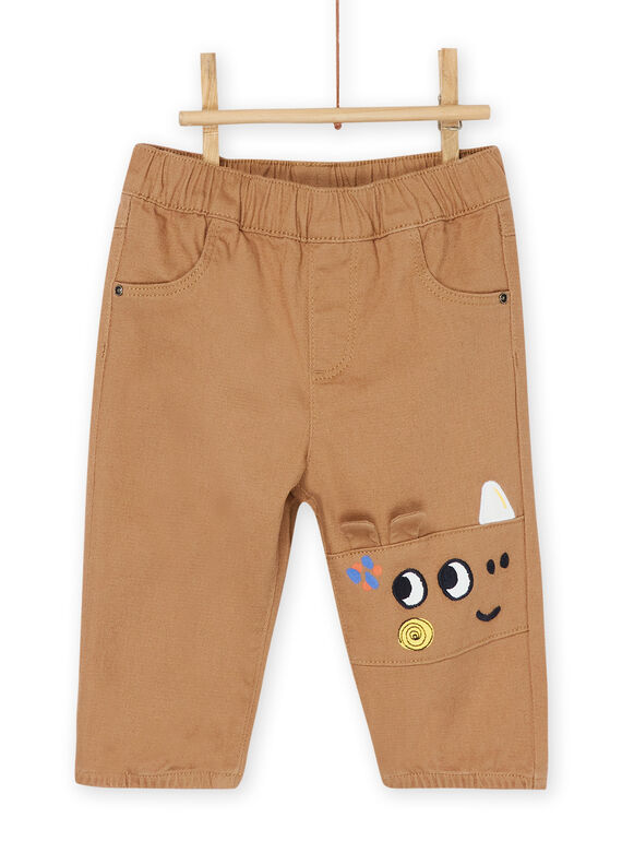 Pantalon marron à motif rhinocéros RUJUNPAN / 23SG10U1PANI820