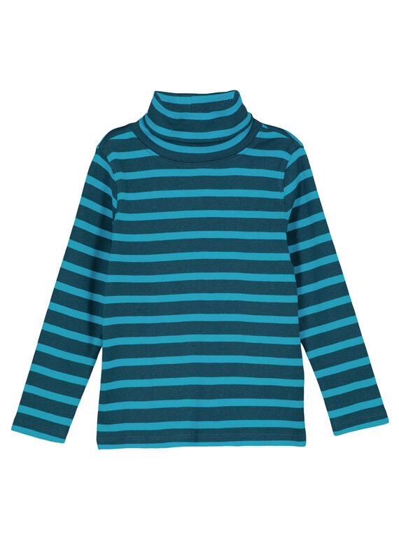 Sous Pull en côtes Bleu Pétrole rayé Turquoise GOJOSOUP4 / 19W902L1D3B707