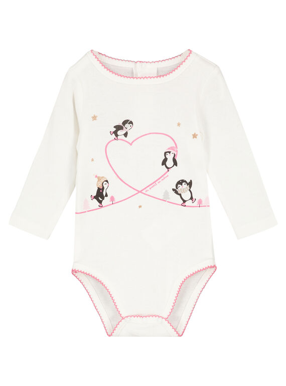 Body écru en rib layette fille GEFIBODY / 19WH13N6BDL001