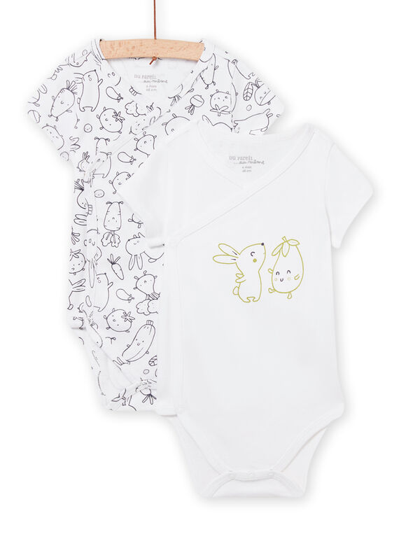 Lot de 2 bodys blancs à motifs fantaisie naissance garçon NOU2BOD5 / 22SF0451BDN000