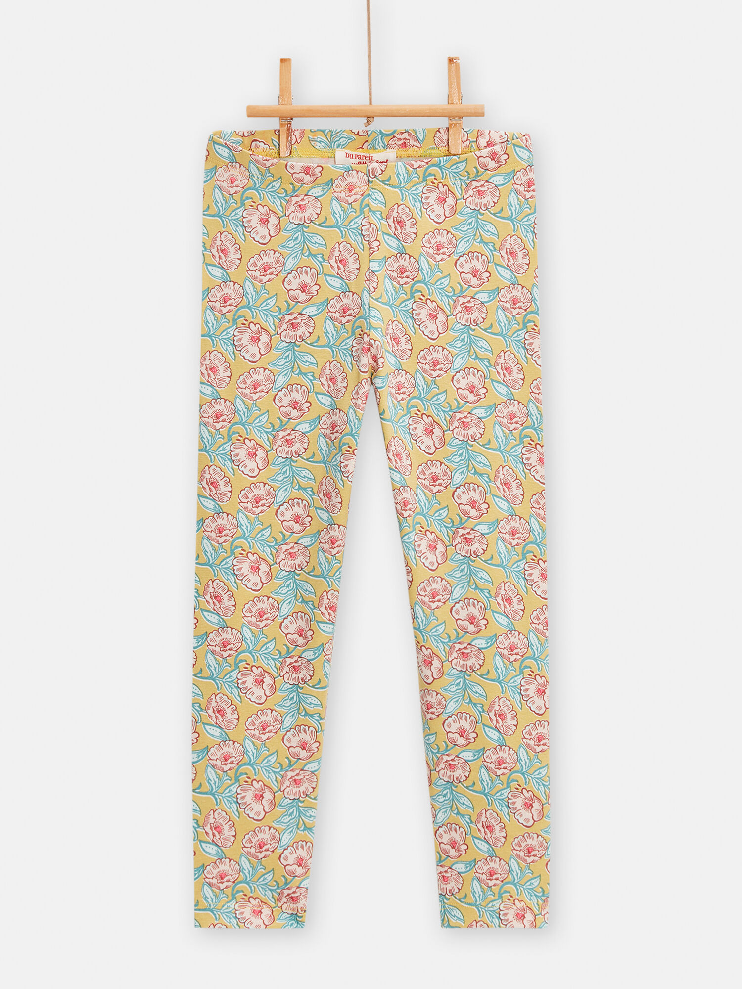 Legging jaune motif fleurs pour fille Legging DPAM