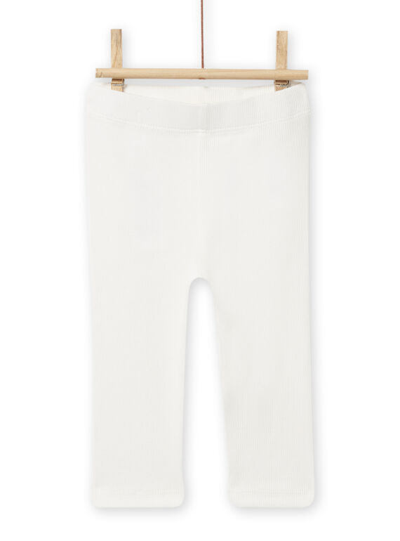 Legging stretch rib écru bébé fille NYIJOLEG1 / 22SI0964CAL001