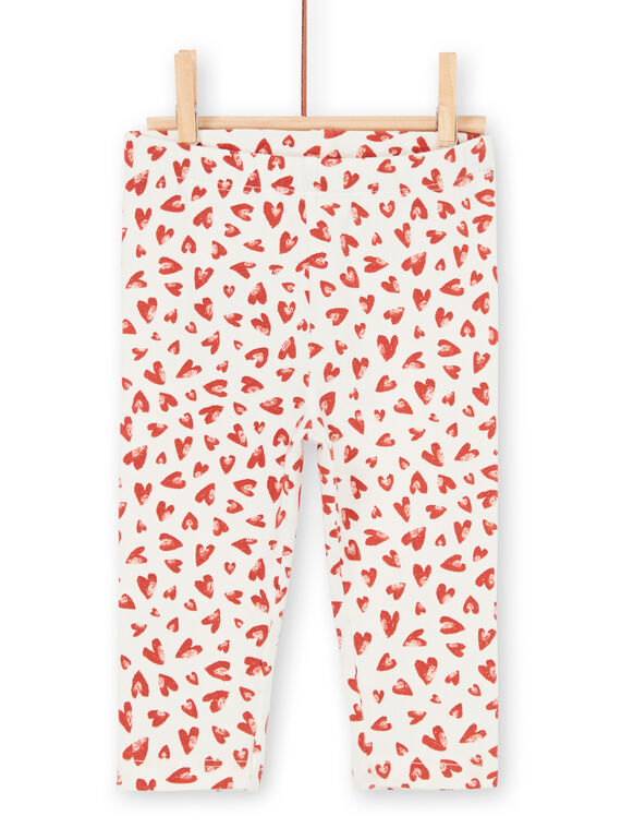 Legging écru imprimé cœurs bébé fille LYITERLEG / 21SI09V1CAL001
