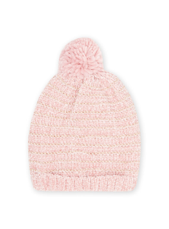 Bonnet rose en tricot pompon enfant fille MYAROSBON / 21WI0157BOND332