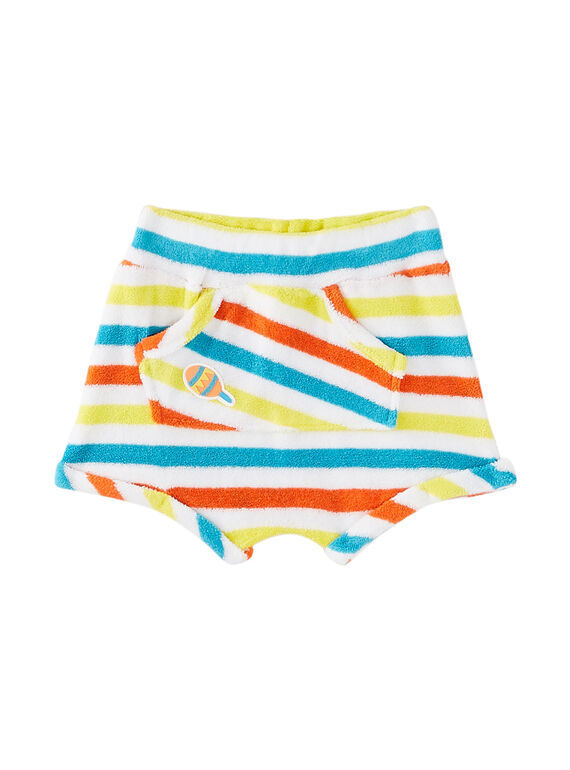 Bermuda blanc en tissu éponge à rayures bébé garçon JUMARBER / 20SG10P1BER000