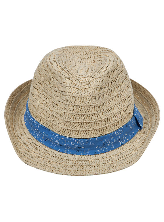 Chapeau en paille enfant garçon + ruban avec motif   JYOSOCHAP1 / 20SI0281CHA000