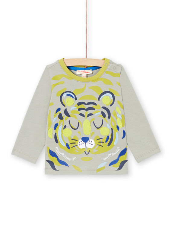 T-shirt vert kaki motif tigre bébé garçon MUKATEE3 / 21WG10I1TMLG622
