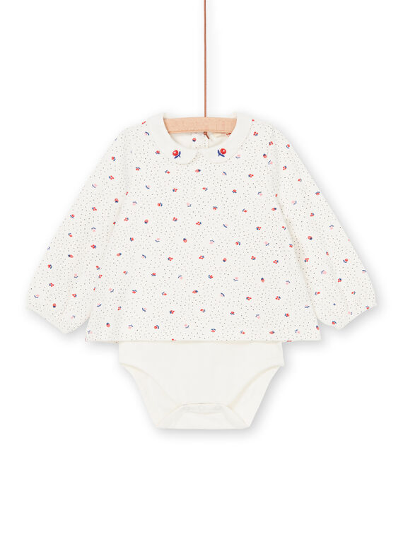 Body écru à pois et imprimé fleuri bébé fille LIHABOD2 / 21SG09X1BOD001
