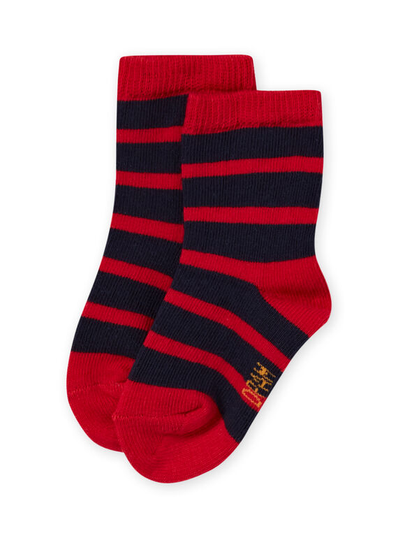 Chaussettes bleu marine à rayures rouges bébé garçon MYUJOCHOR3 / 21WI1014SOQ713