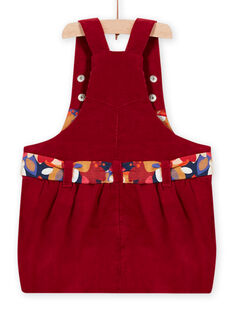 Robe boule rouge motif hibou en velours côtelé bébé fille MIFUNROB2 / 21WG09M3ROB504