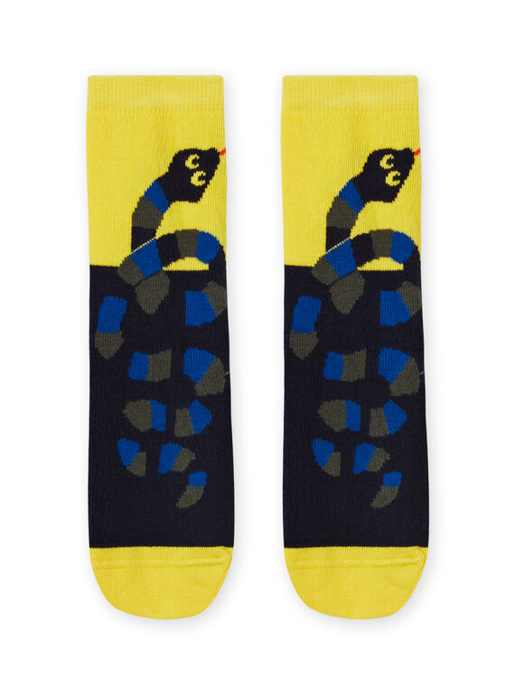 Chaussettes jaunes et noires à motif serpent enfant garçon MYOKACHO / 21WI02I2SOQ106