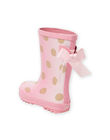 Bottes de pluie roses à pois dorés enfant fille MAPLUIPOIS / 21XK3514D0C321
