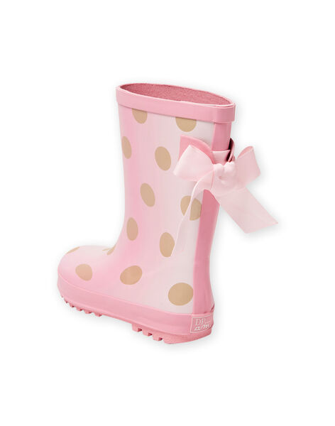 Bottes de pluie roses à pois dorés enfant fille MAPLUIPOIS / 21XK3514D0C321