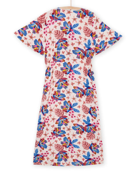 Robe longue rose poudré à imprimé exotique Femme Adulte RAMUMROB1 / 23S993G2ROBD327