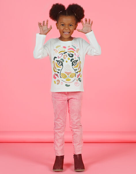 T-shirt écru motif tigre coloré enfant fille MAKATEE3 / 21W901I2TML001