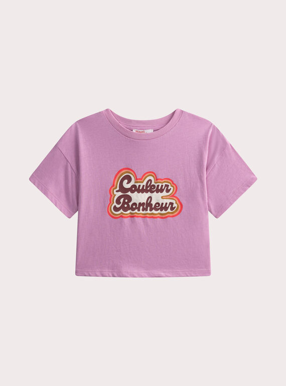 T-shirt violet mère fille pour enfant WAMUMTI2 / 25S901W1TMC313