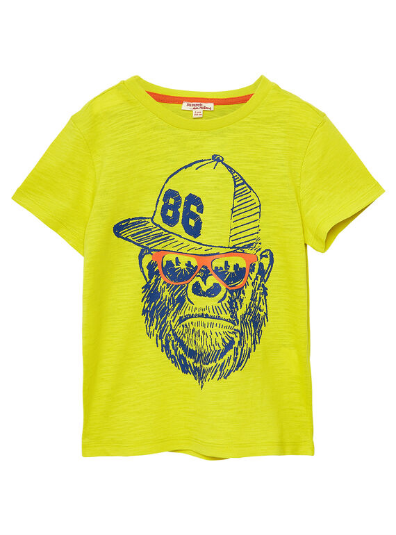 Tee shirt garçon manches courtes jaune gorille JOJOTI5 / 20S90241D31102