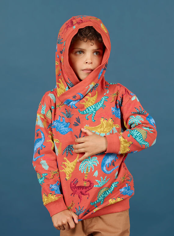 Sweatshirt à capuche imprimé dinosaures enfant garçon MOPASWE / 21W902H1SWEE415