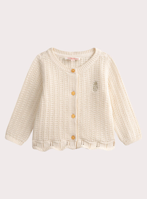 Cardigan écru fonce pour bébé fille WIPRICAR1 / 25SG09S2CAR003