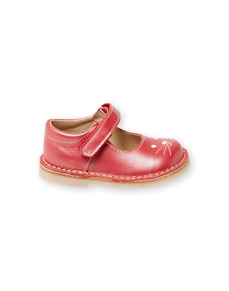 Salomés rouges en cuir à motif lapin bébé fille LBFBABLAPIN / 21KK3731D13050