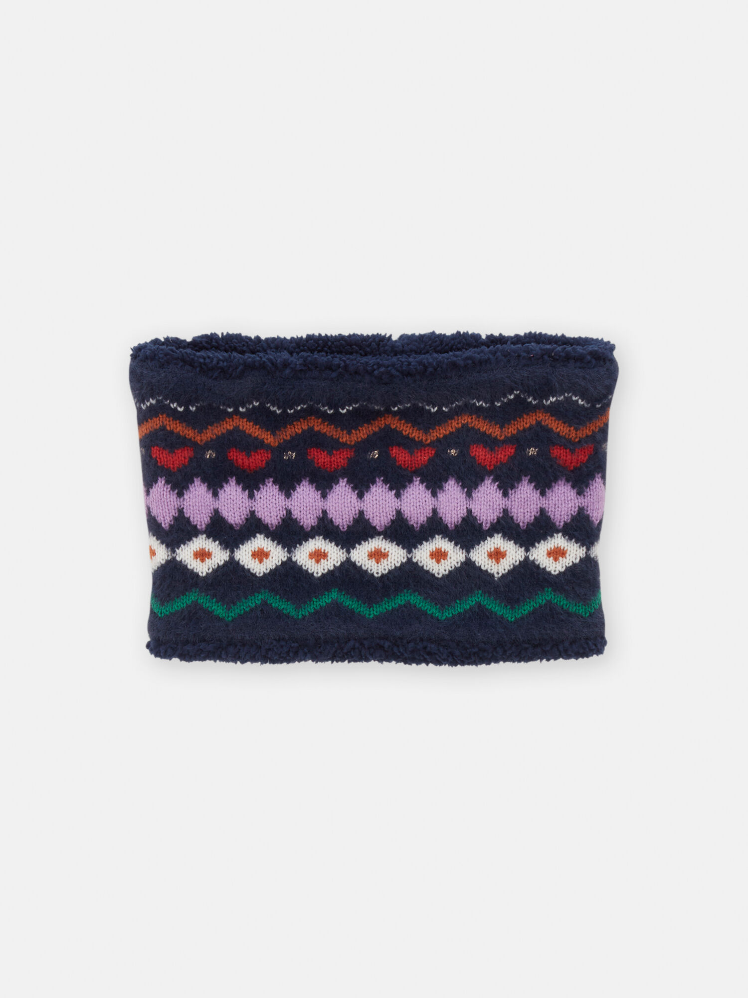 Snood marine a motif jacquard pour fille Bonnet Echarpe Gants DPAM
