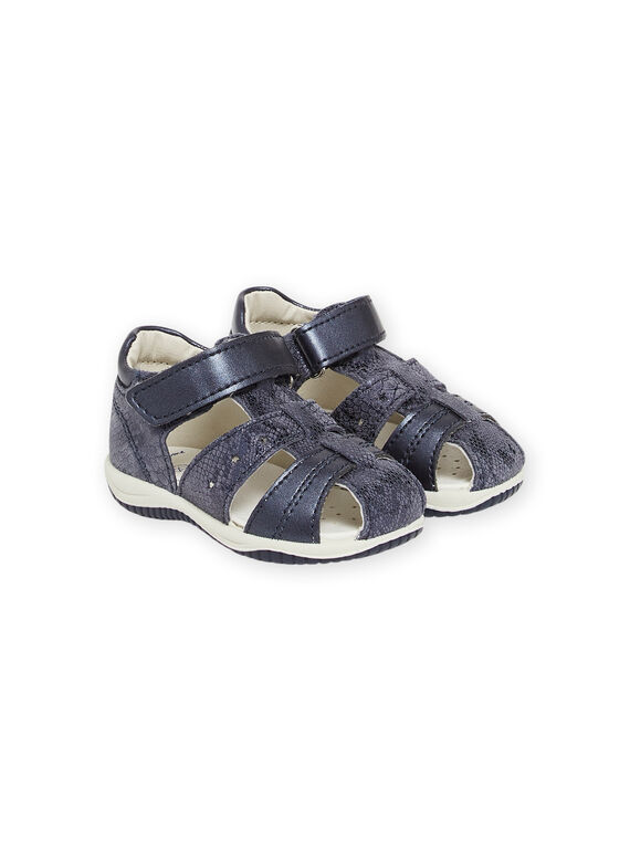 Sandales en cuir bleu marine bébé fille NISANDMELANIE / 22KK3742D0E070