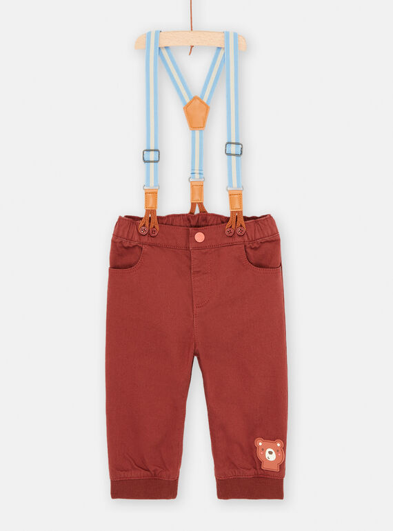 Pantalon havane à bretelles pour bébé garçon SUFORPAN1 / 23WG10K1PAN812