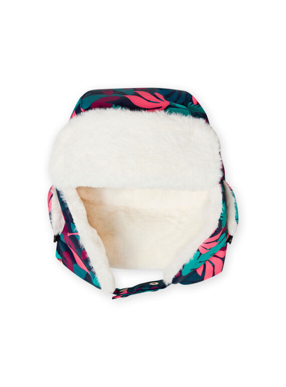 Chapka fourrée imprimé feuillage enfant fille MYASKICHAP / 21WI01R1BON070